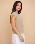 The Gwen Light Khaki Cardigan Vest
