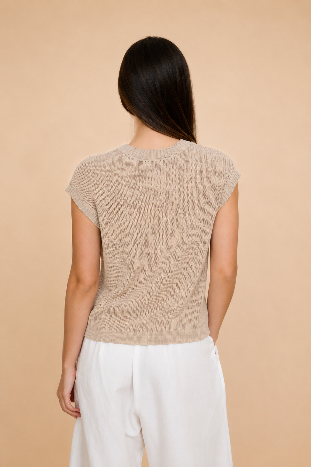 The Gwen Light Khaki Cardigan Vest