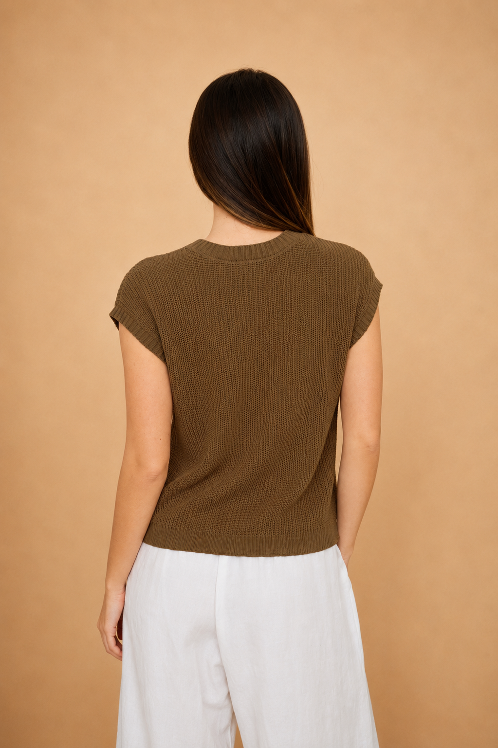 The Gwen Brown Cardigan Vest
