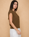 The Gwen Brown Cardigan Vest