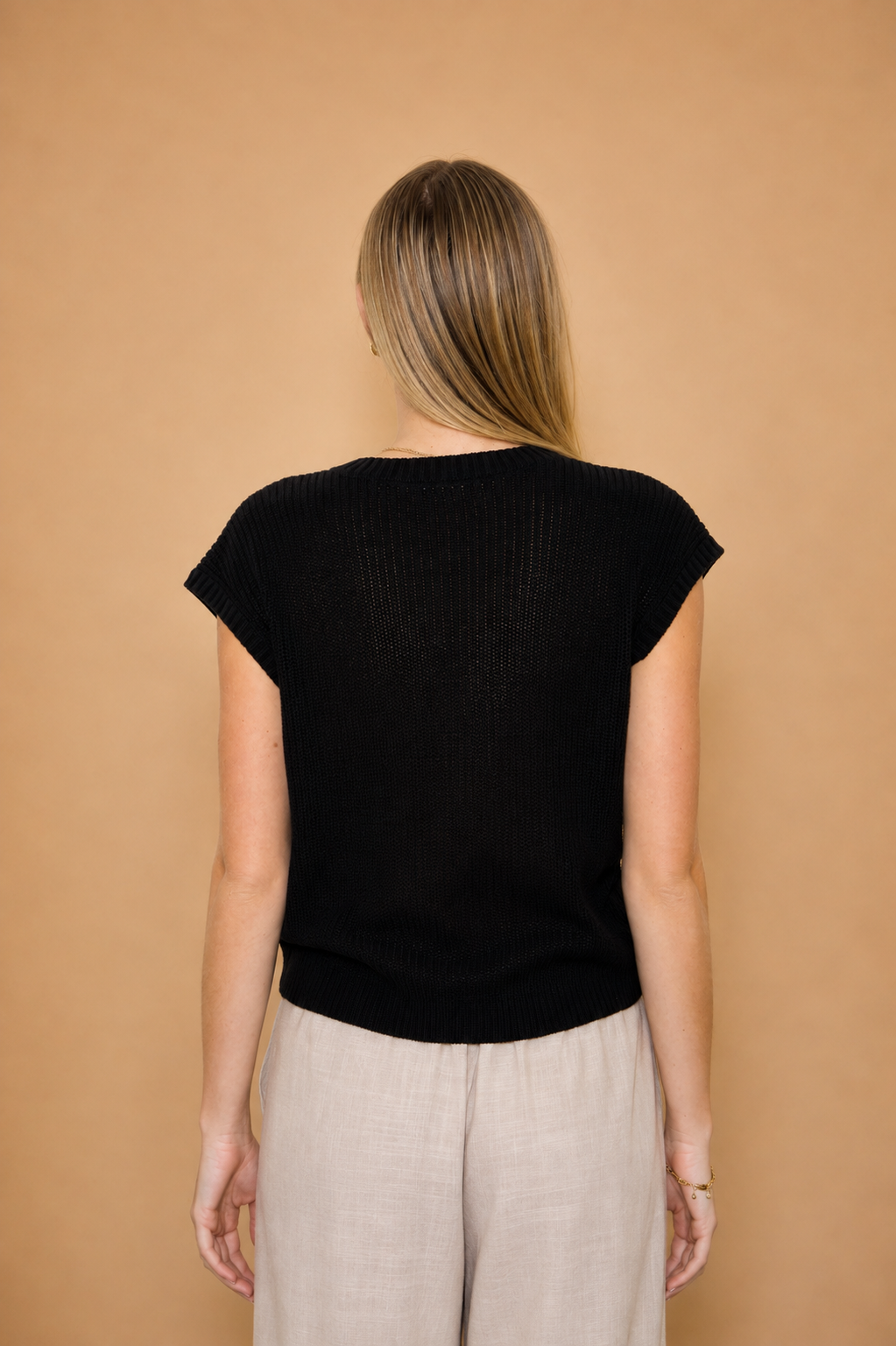 The Gwen Black Cardigan Vest