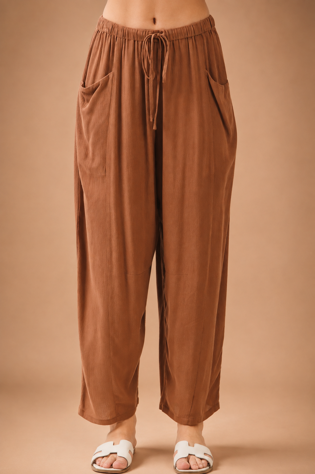 The Senna Nutshell Drawstring Barrel Pants
