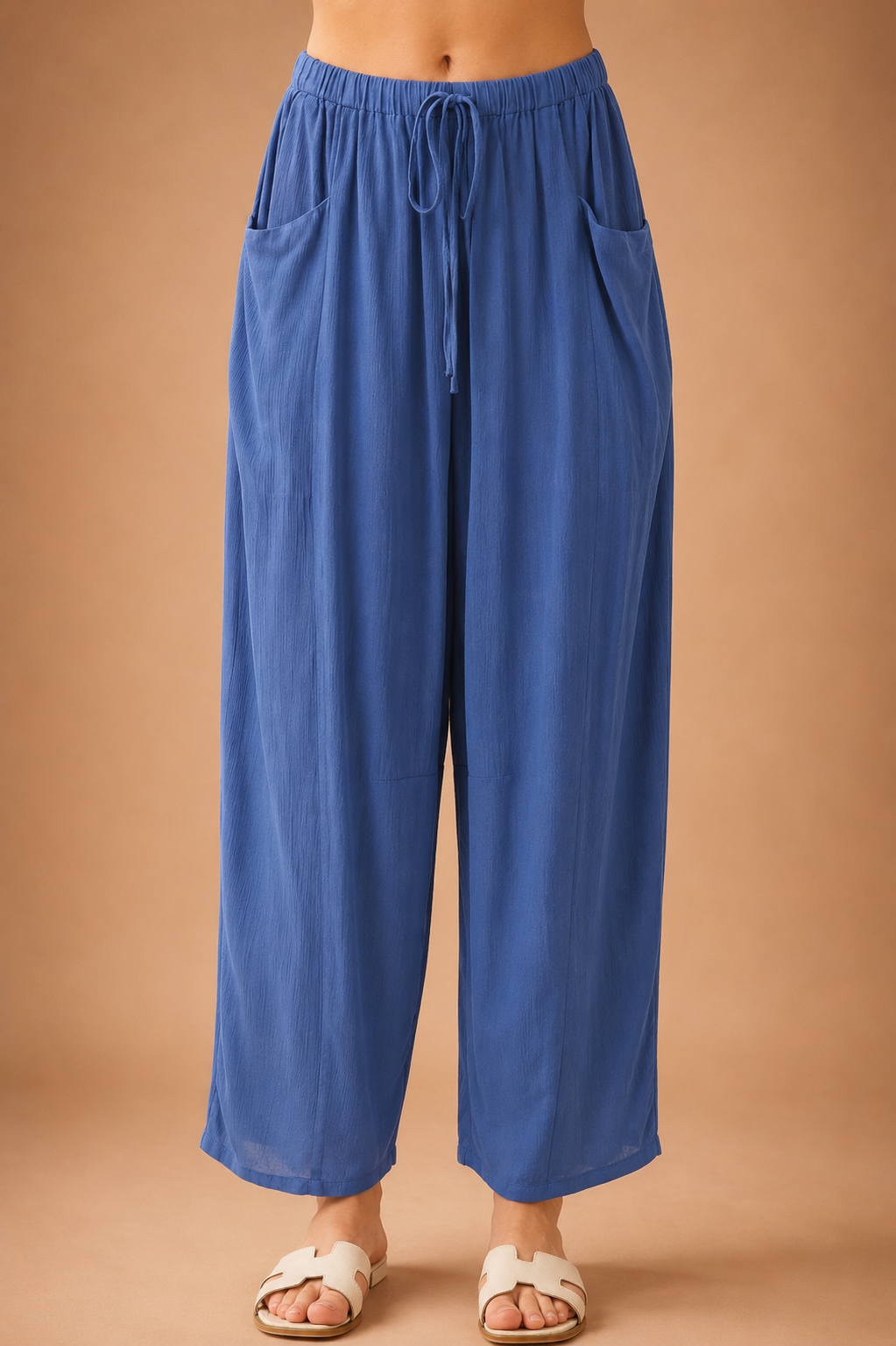 The Senna Denim Blue Drawstring Barrel Pants