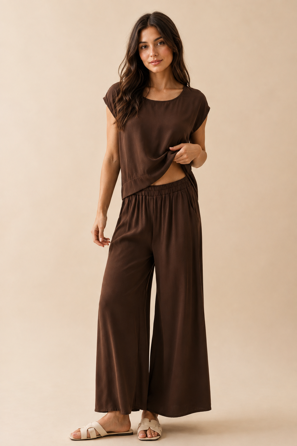 The Rumi Chocolate Top + Pant Set - Sold Separately