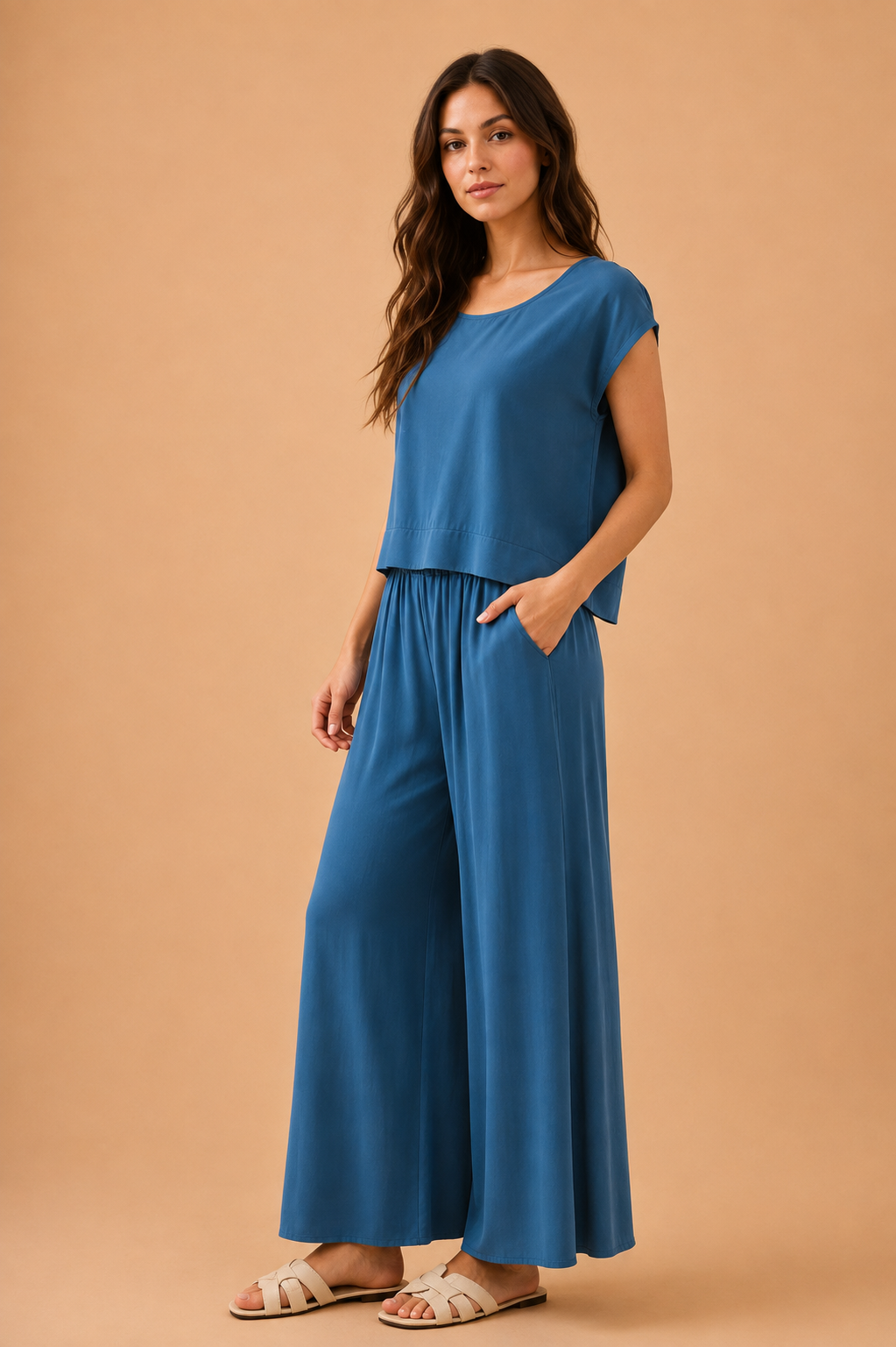 The Rumi Dark Denim Top + Pant Set - Sold Separately