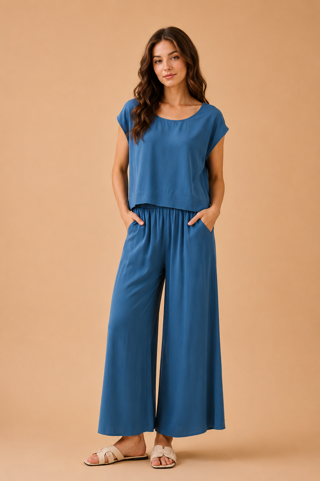 The Rumi Dark Denim Top + Pant Set - Sold Separately
