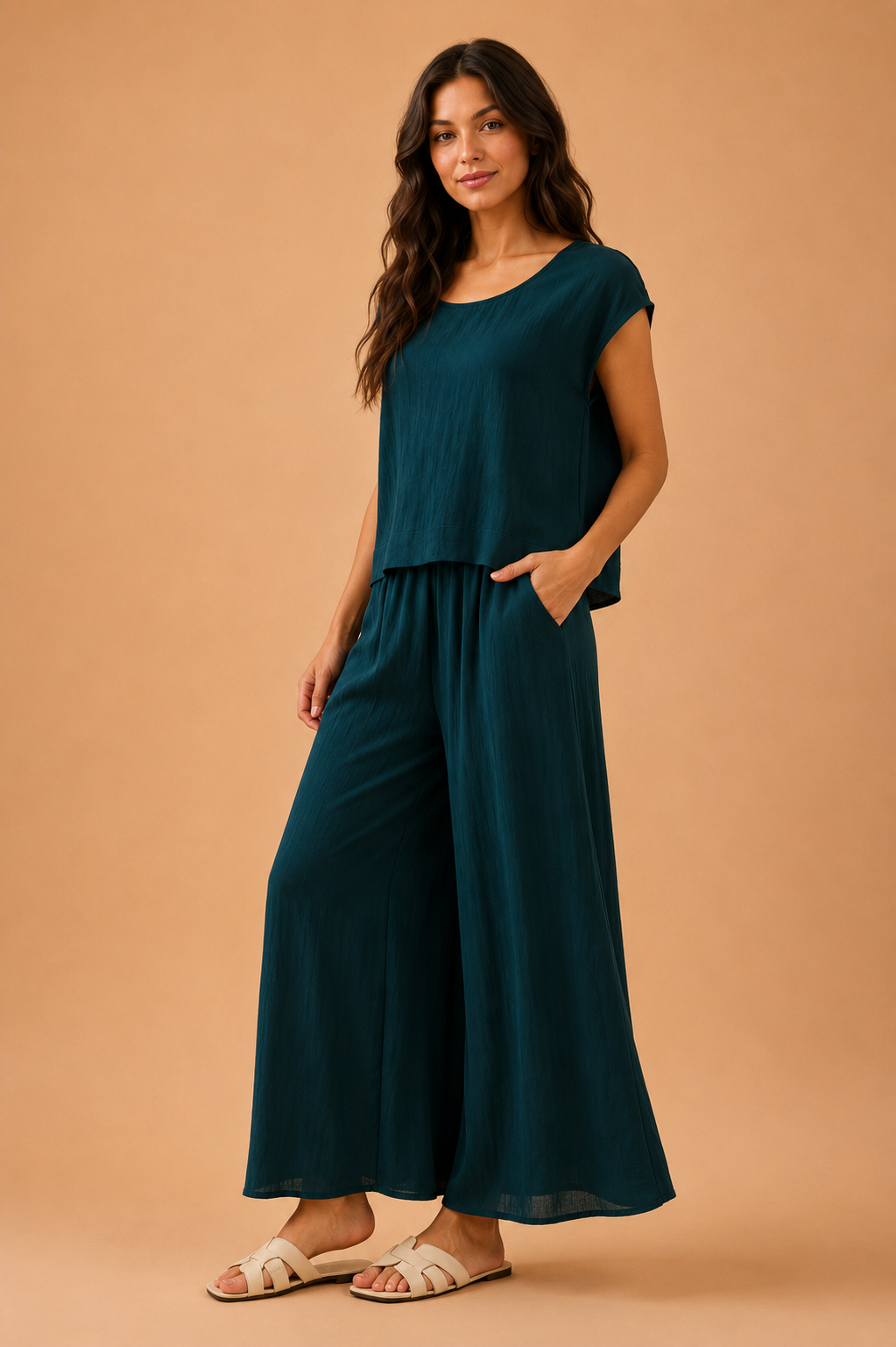 The Asha Dark Hunter Green Top + Pant Set - Sold Separately