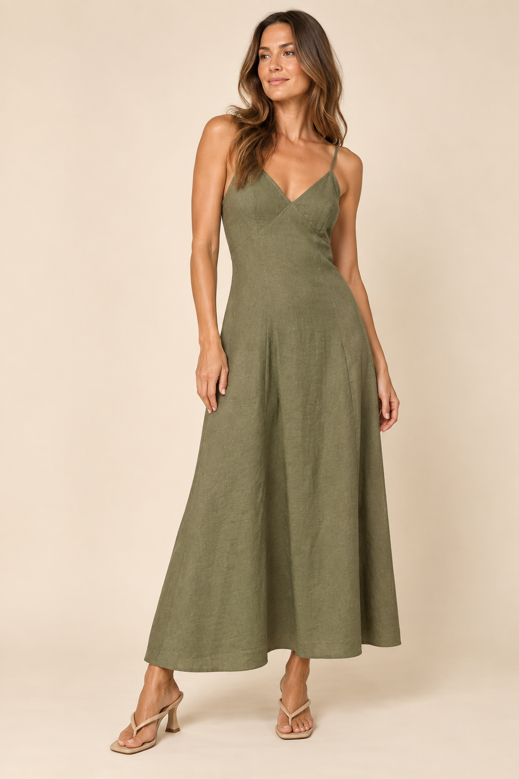 The Selma Olive Open Back Dress