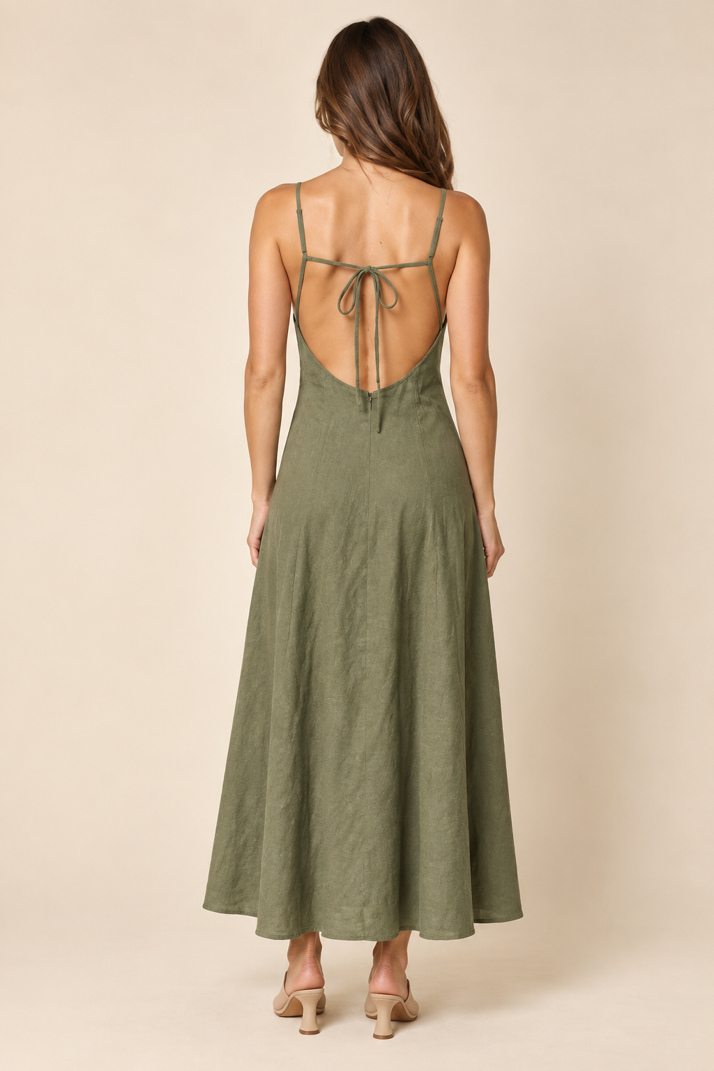 The Selma Olive Open Back Dress
