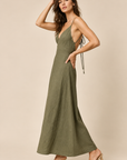 The Selma Olive Open Back Dress