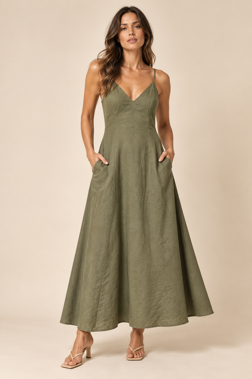 The Selma Olive Open Back Dress