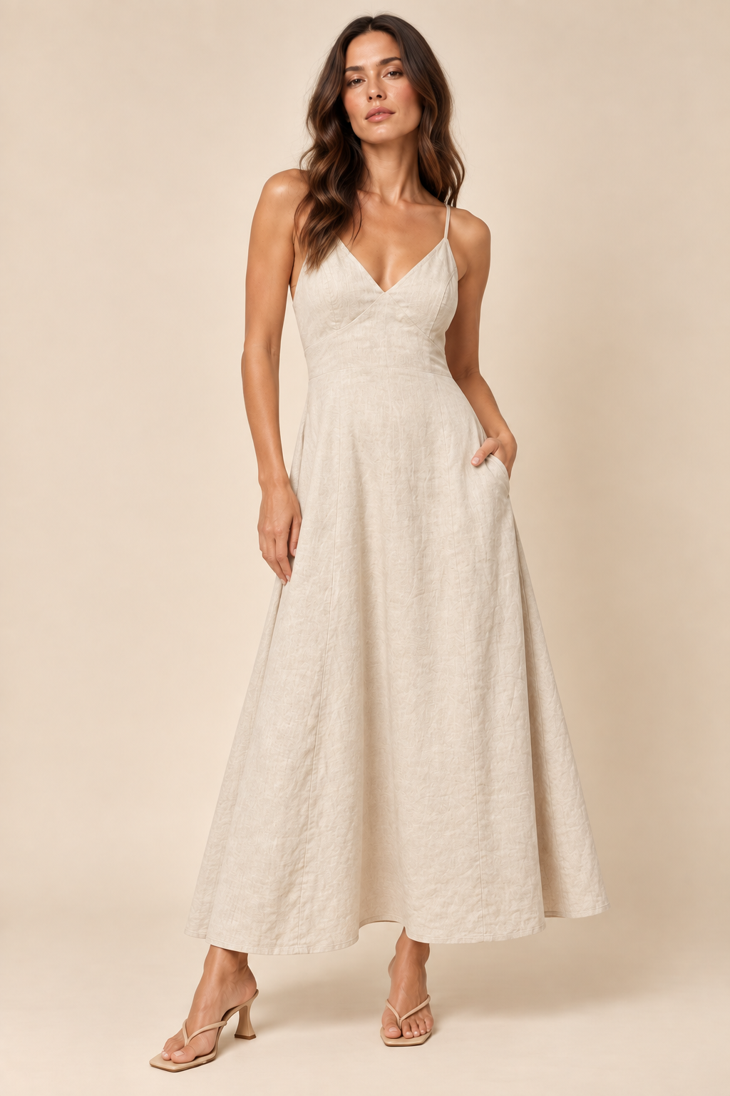 The Selma Natural Open Back Dress