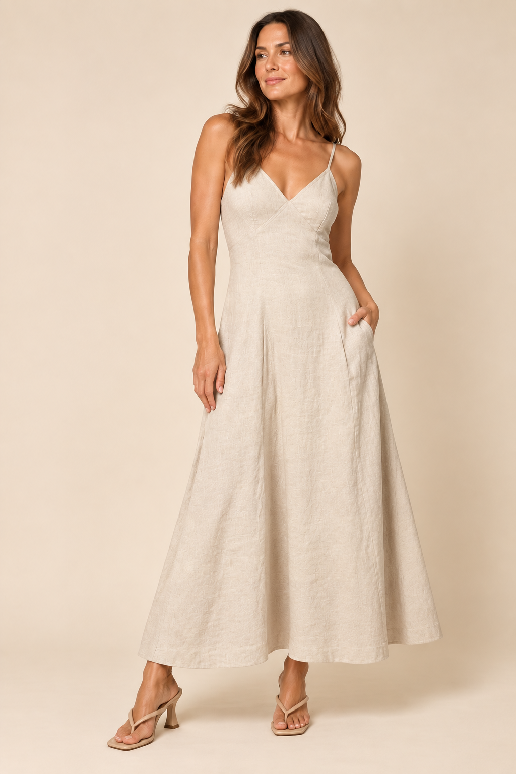 The Selma Natural Open Back Dress