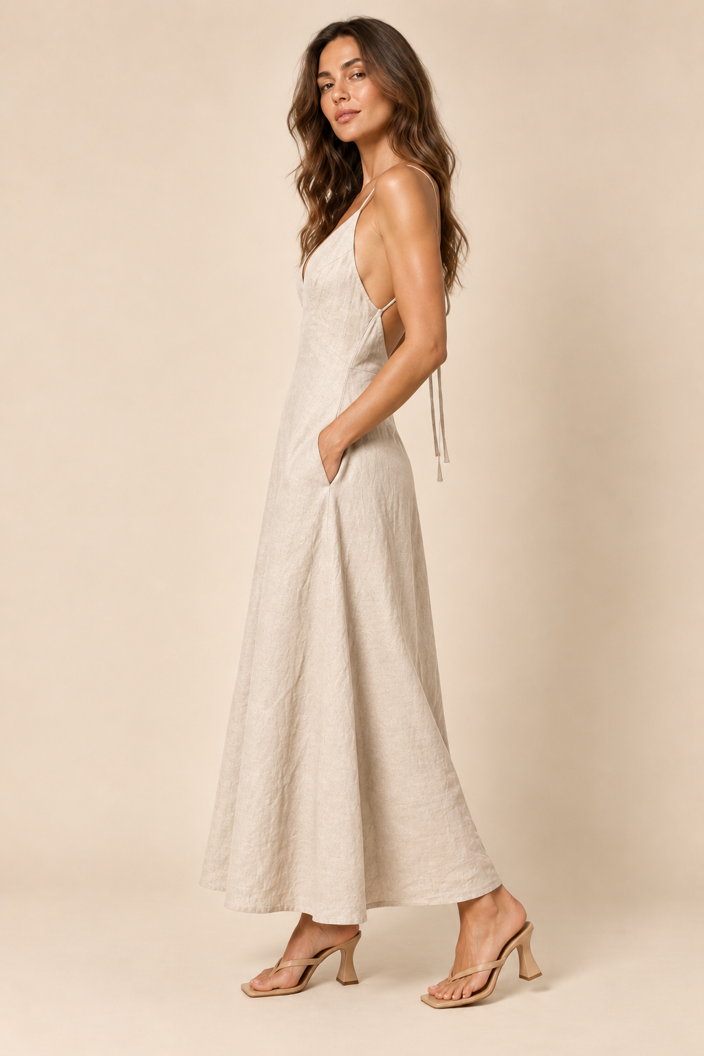 The Selma Natural Open Back Dress