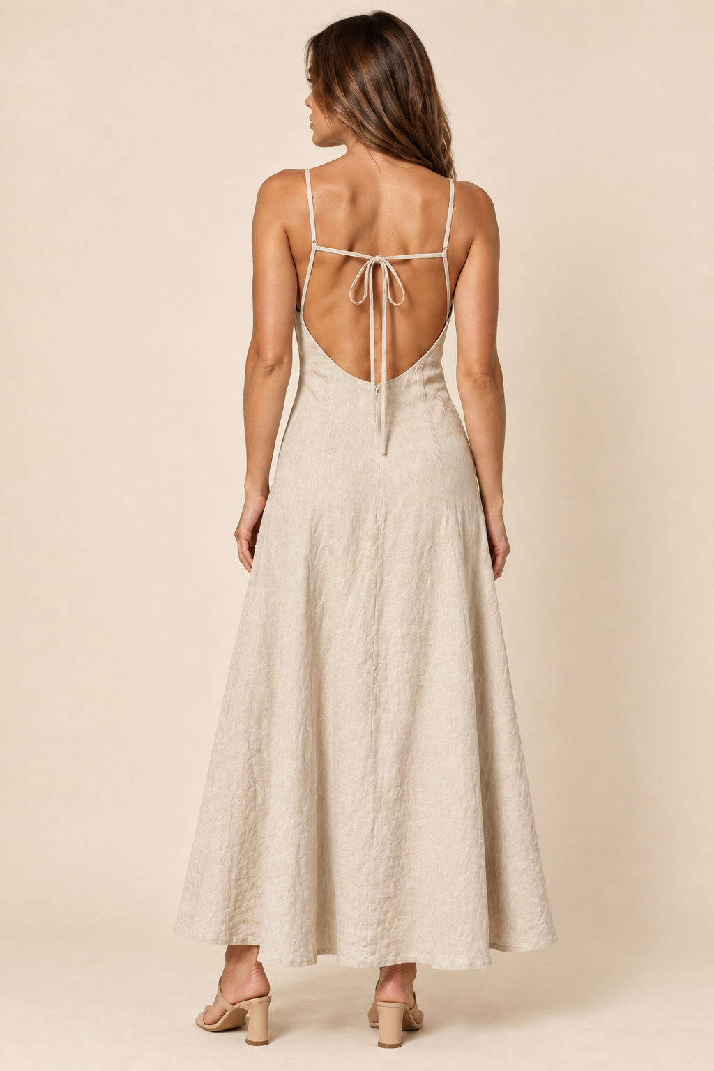 The Selma Natural Open Back Dress