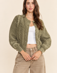 The Fallon Olive Cable Knit Cardigan
