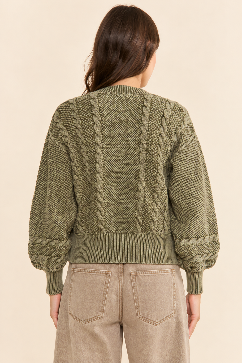 The Fallon Olive Cable Knit Cardigan