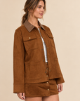 The Jodie Cognac Contrast Jacket + Skirt Set - Sold Separately