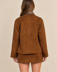 The Jodie Cognac Contrast Jacket + Skirt Set - Sold Separately