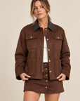 The Jodie Dark Brown Contrast Jacket + Skirt Set - Sold Separately