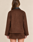 The Jodie Dark Brown Contrast Jacket + Skirt Set - Sold Separately