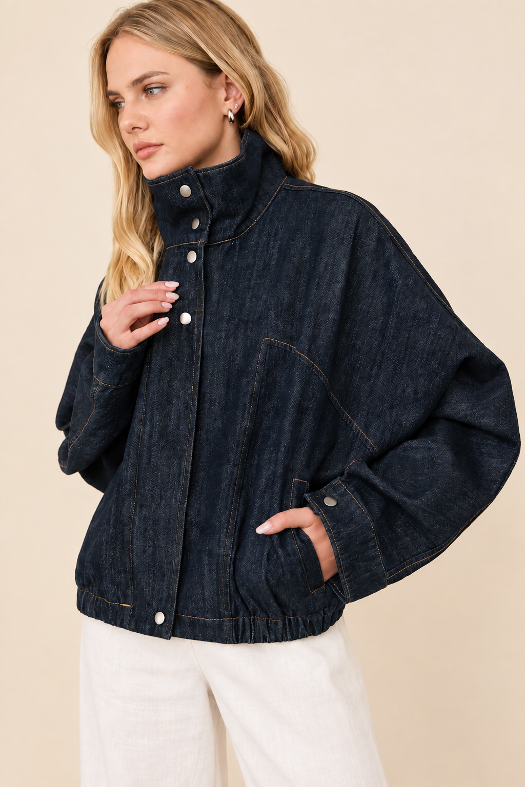 The Frankie Denim Bomber Jacket