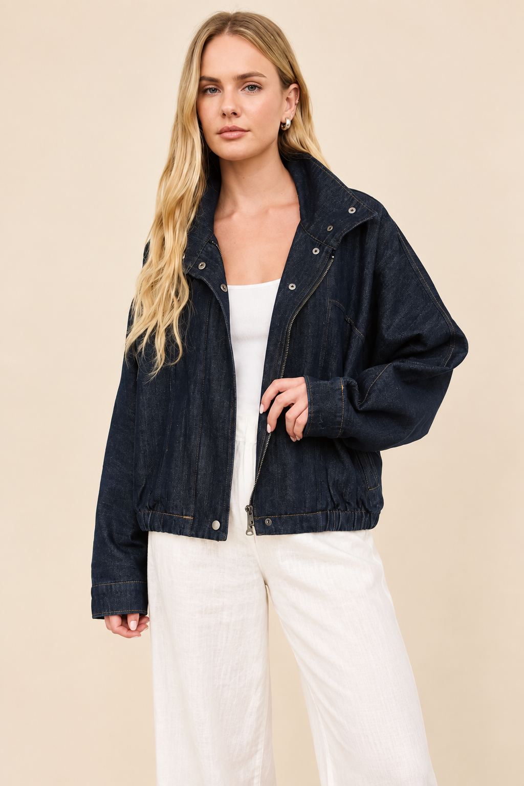 The Frankie Denim Bomber Jacket