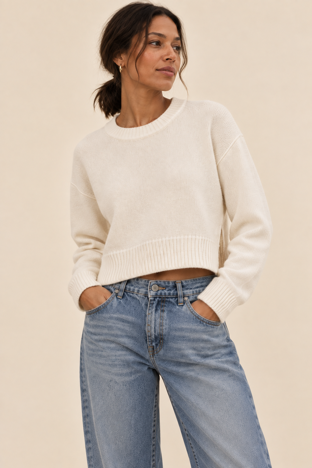 The Drew Ivory Knit Sweater
