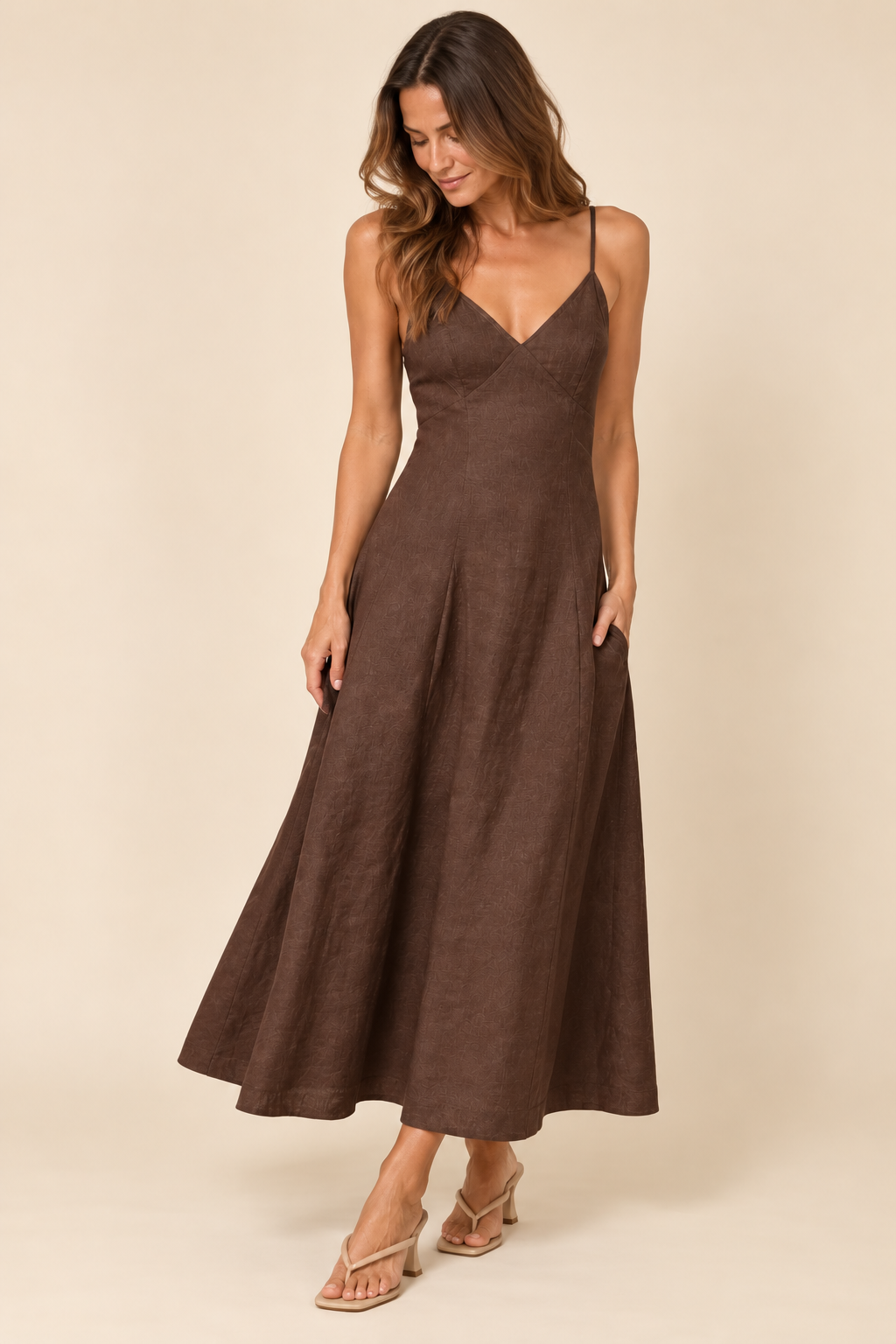 The Selma Brown Open Back Dress