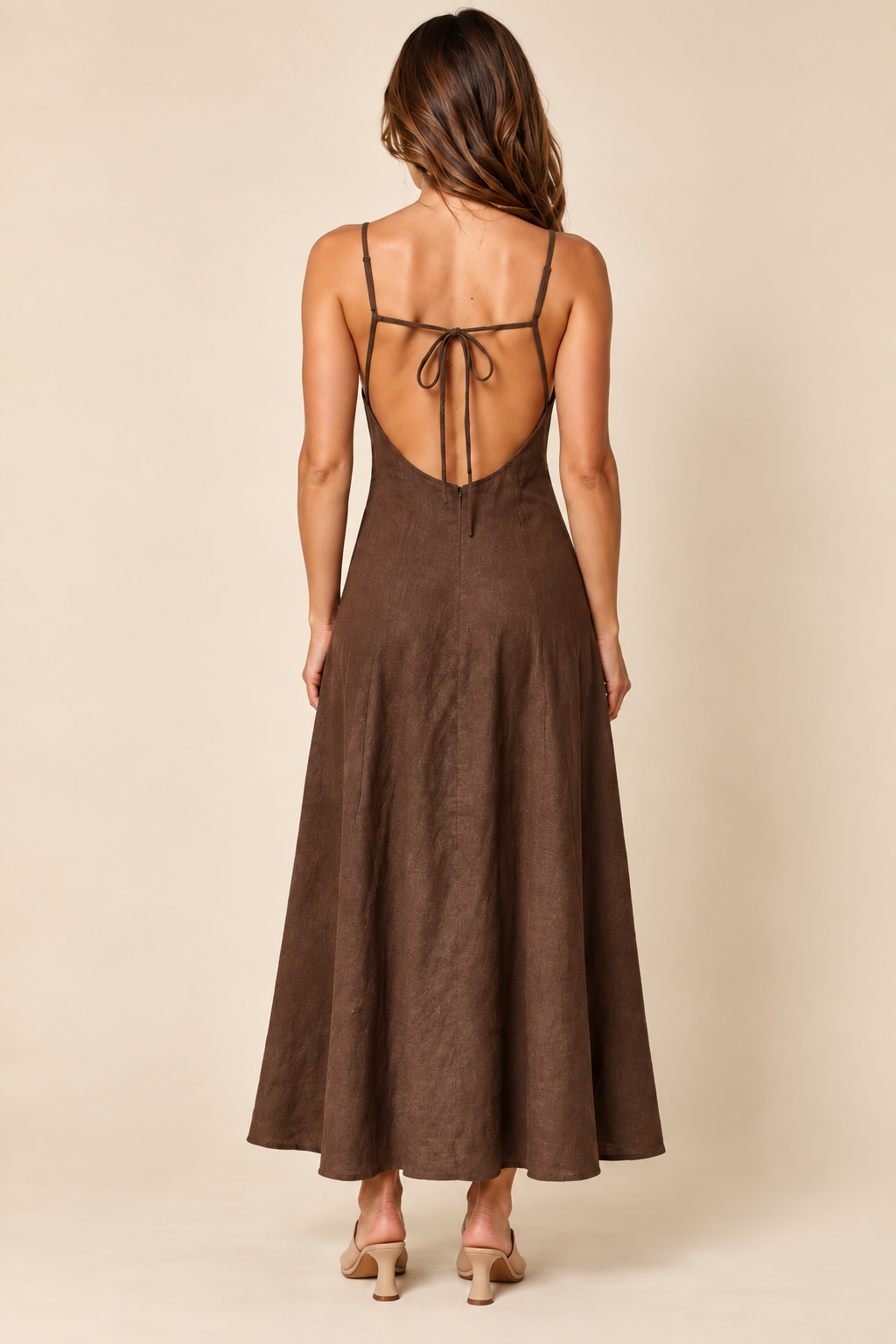 The Selma Brown Open Back Dress