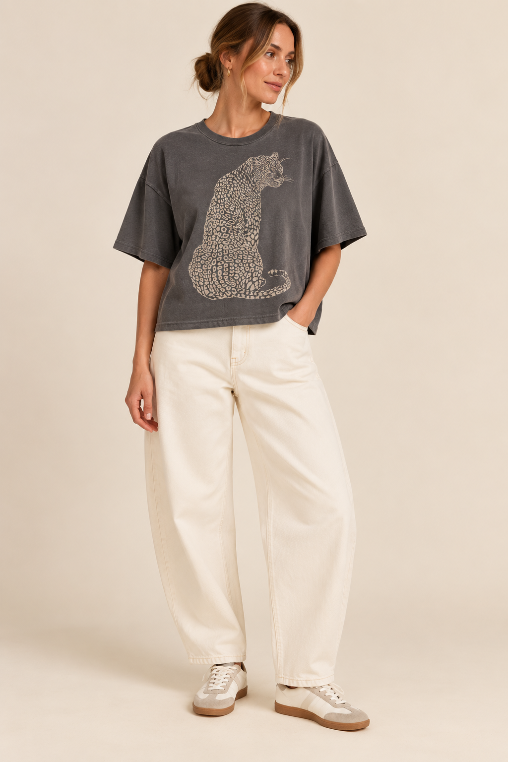 The Lex Charcoal Leopard Graphic Top