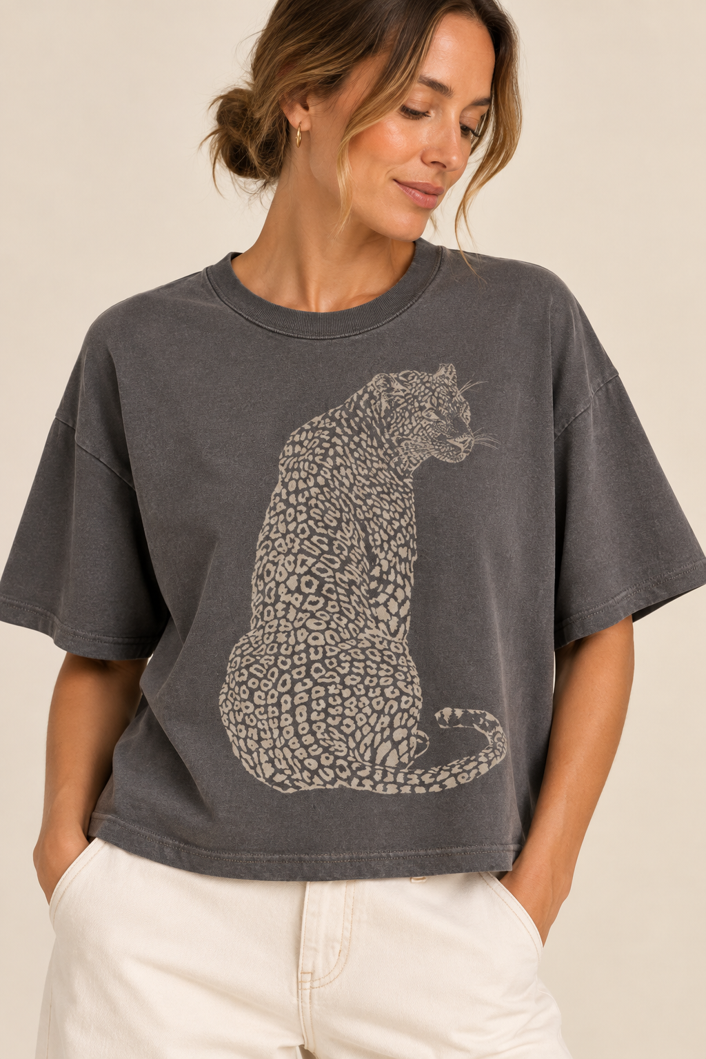 The Lex Charcoal Leopard Graphic Top