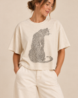 The Lex Cream Leopard Graphic Top