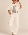 The Lex Cream Leopard Graphic Top