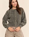 The Fallon Olive Cable Knit Cardigan