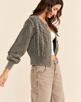 The Fallon Olive Cable Knit Cardigan