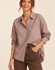 The Quinn Brown Striped Button Up Shirt