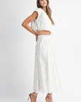 The Ilaria Cream Floral Crop Top + Midi Skirt Set - Sold Separately
