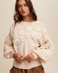 The Inara Embroidered Flower Knit Sweater