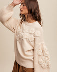 The Inara Embroidered Flower Knit Sweater