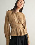 The Janie Pleated Peplum Blouse