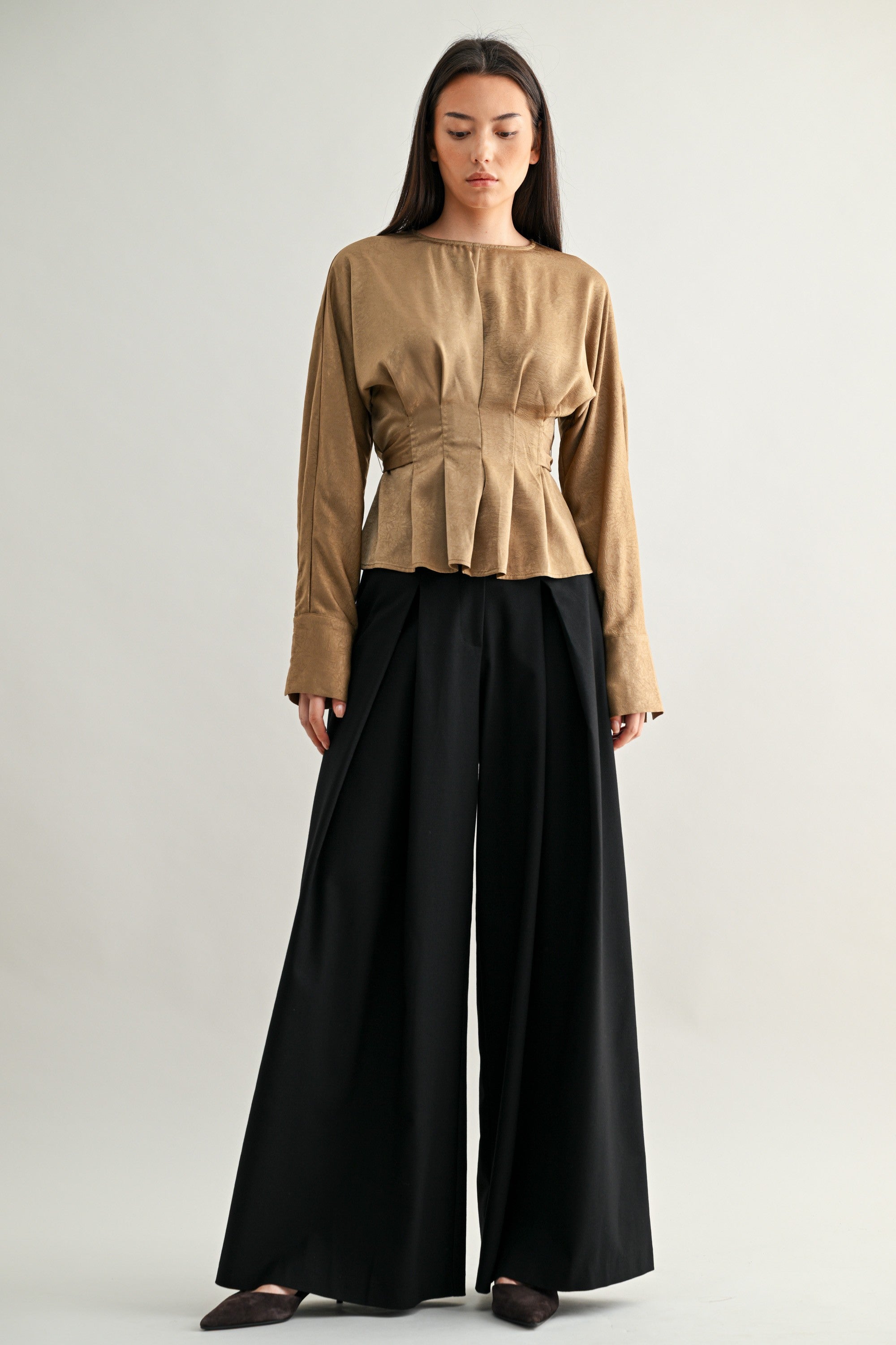 The Janie Pleated Peplum Blouse