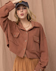 The Jenna Cinnamon Textured Cropped Shacket