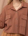 The Jenna Cinnamon Textured Cropped Shacket
