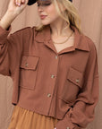 The Jenna Cinnamon Textured Cropped Shacket
