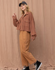 The Jenna Cinnamon Textured Cropped Shacket