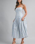 The Josephina Floral Striped Midi Dress