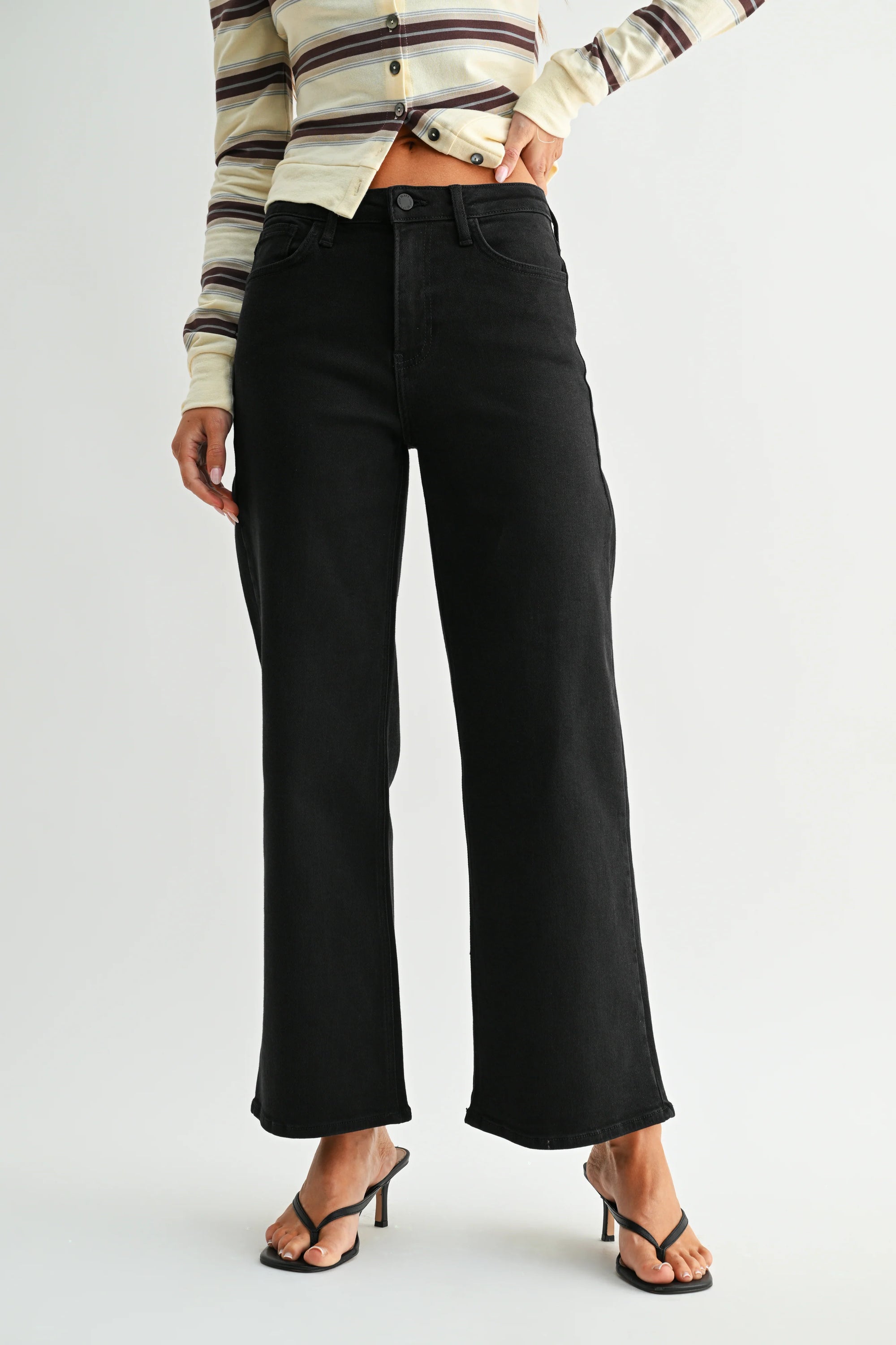 The Josie Black Slim Wide Leg Jeans