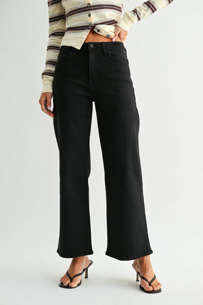 The Josie Black Slim Wide Leg Jeans – Thread + Seed