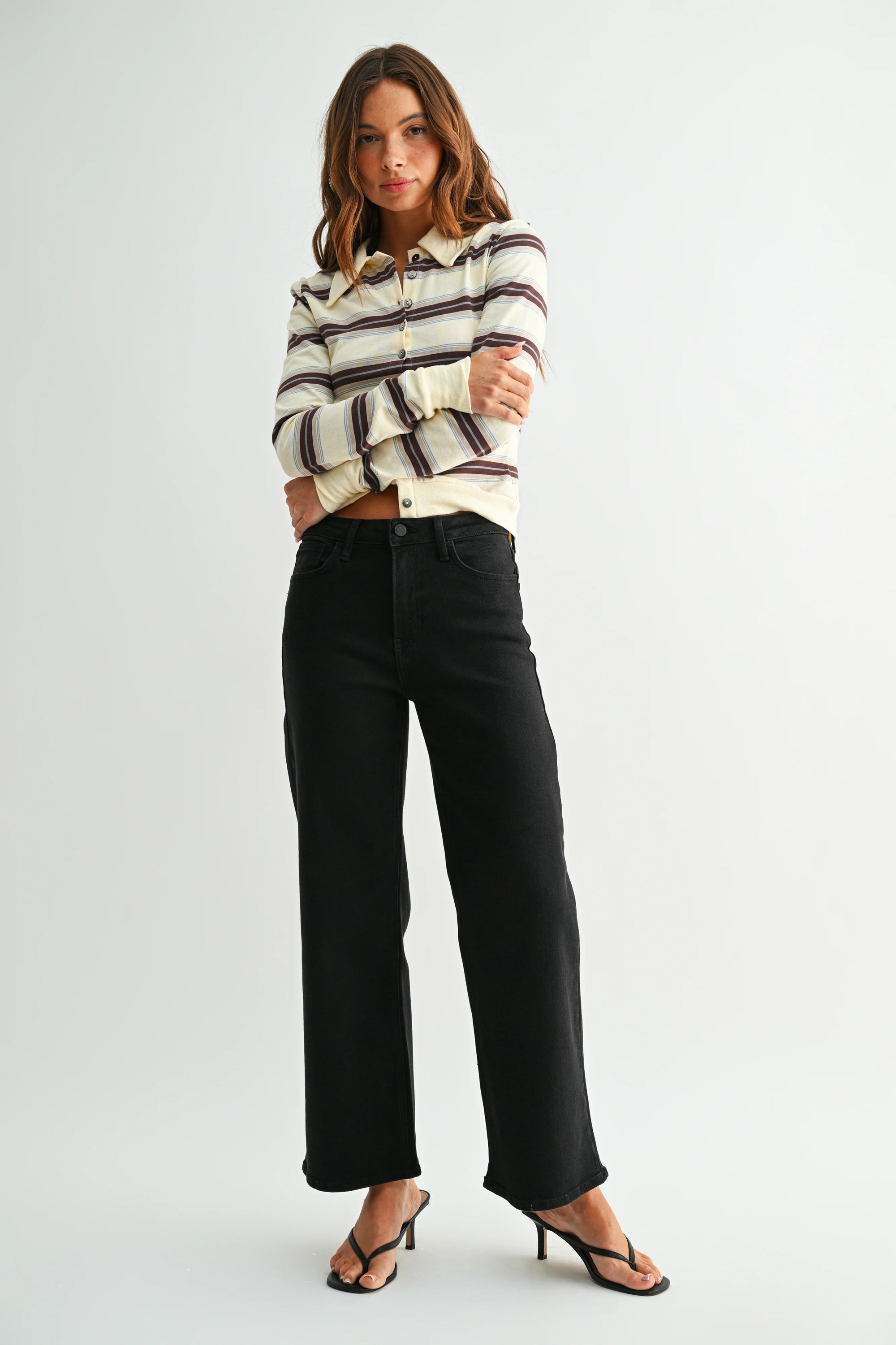 The Josie Black Slim Wide Leg Jeans